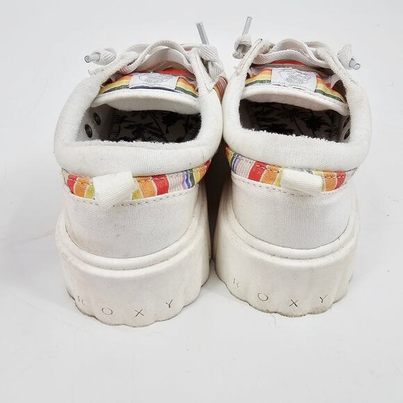 Roxy Sheilahh Slip on Rainbow Strip Platform Sneaker Shoe Women's 6.5 VSCO - Picture 4 of 9